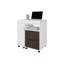 Bureau extensible blanc et noyer teinté à 2 tiroirs avec mécanisme coulissant