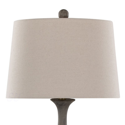 Cipolla Poly 29" Farmhouse Polyresin Table Lamp In Acid Griffin Wood Polyresin, Antique Soft Brass And Natural Linen Shade From Grandview Gallery By  - Set Of 2