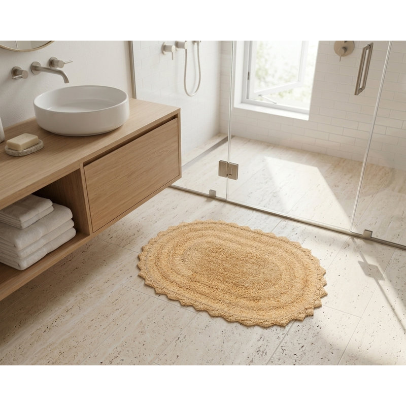 100% Cotton Bath Rug, Beige