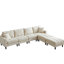 Canapé modulaire en velours côtelé beige en forme de U de 122,5 pouces avec 2 coussins et deux repose-pieds, pieds de chaise en plastique pour la maison-1407102785-1407102784