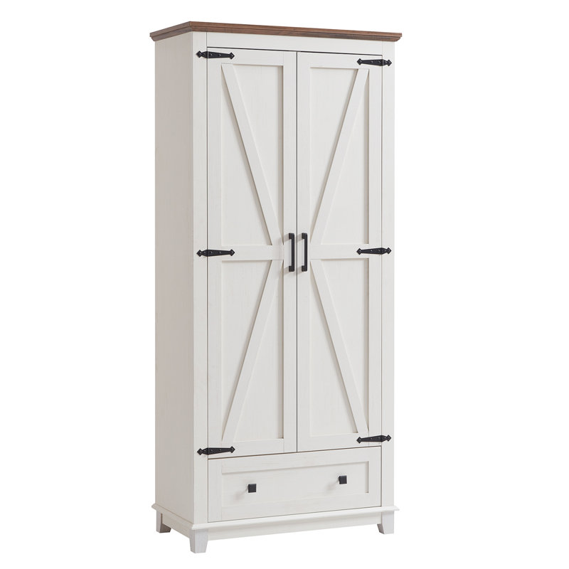 Armoire de rangement de grande hauteur de 72 po avec tablettes réglables Chimira, Chêne rustique