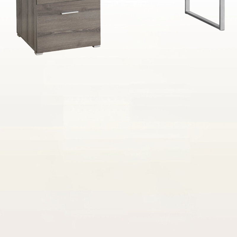 Kornegay Computer Desk, Home Office, Laptop, Left, Right Set-up, Storage Drawers, 60"L, Work, Metal, Gray, Silver