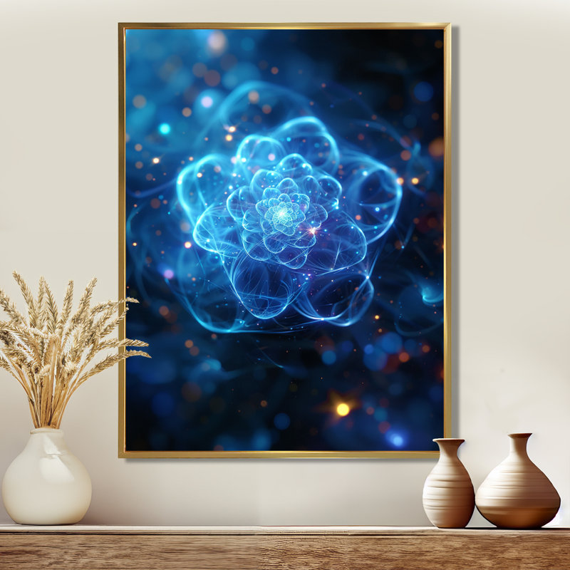 «Morning Magic Cosmic Flower - Botanicals», art mural, H 32 po x l 24 po x P 1 po, Toile avec cadre flottant noir