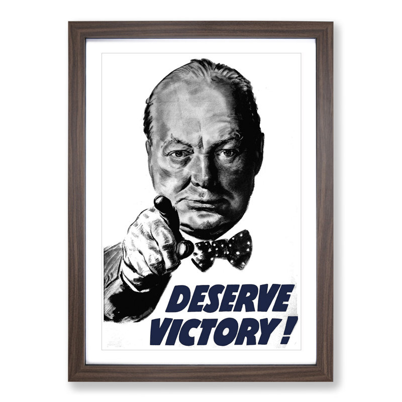Winston Churchill War Recruitment - Picture Frame Graphic Art, 48cm H x 36cm W x 2cm D, Walnut Framed