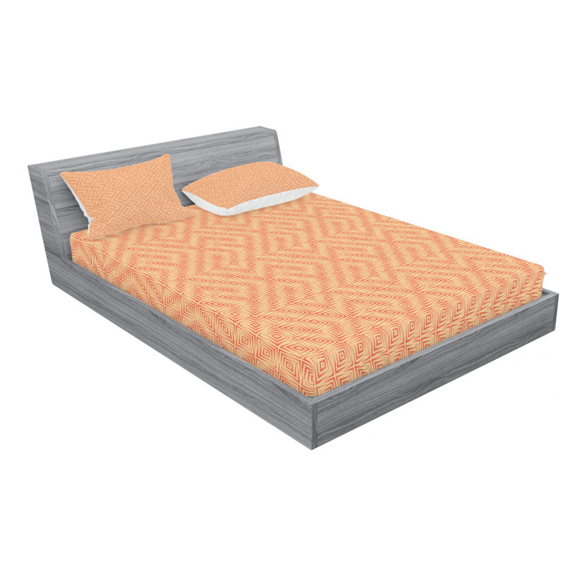 Microfiber Patterned Fitted Sheet, Queen Fitted Sheet with 2 Pillowcases
