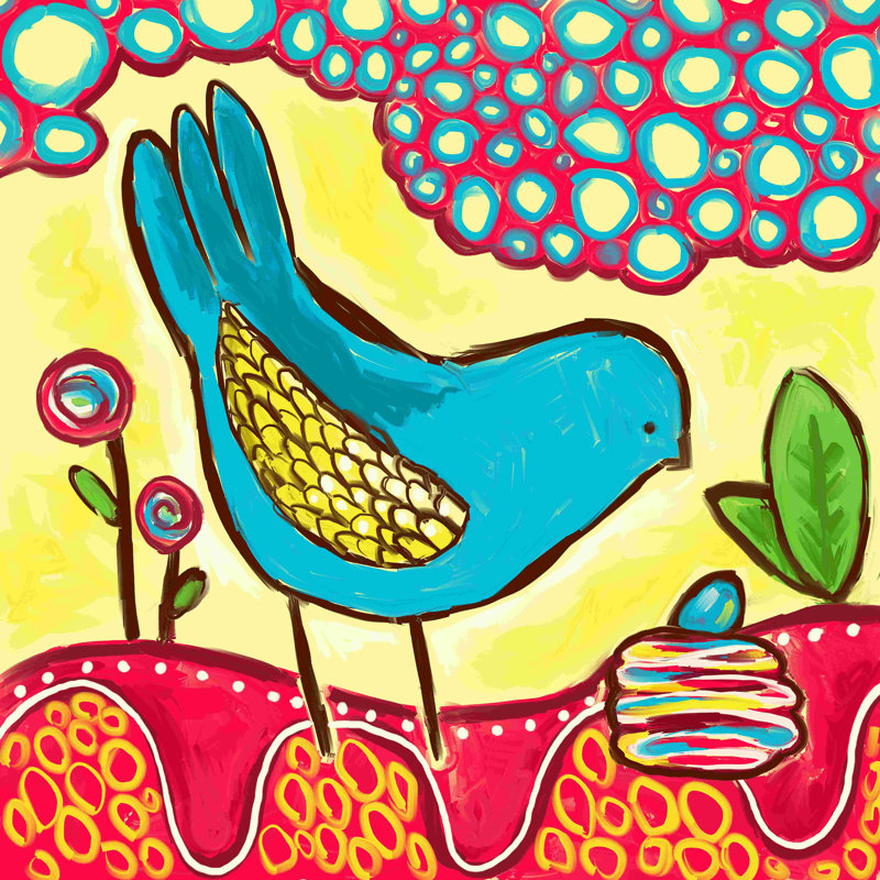 " Kids Style Bird " Painting Print, 30" H x 30" W