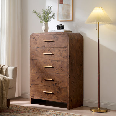 Commode 5 tiroirs H 46 po - Commode étroite en bois pour chambre à coucher, vestibule, couloir
