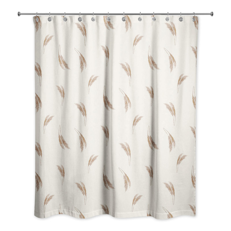 Rideau de douche simple à motif floral, Crème / Rouille