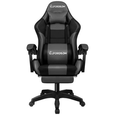 ELFORDSON Adjustable Reclining Faux Leather Swiveling PC & Racing Game Chair