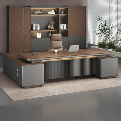 Bureau de direction 94,49 "moderne et minimaliste en forme de L