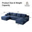 Canapé modulaire à compression en U 134 pièces 3 pièces en velours côtelé avec ensemble de méridienne et porte-gobelet et poche latérale, sans assemblage requis-368606261