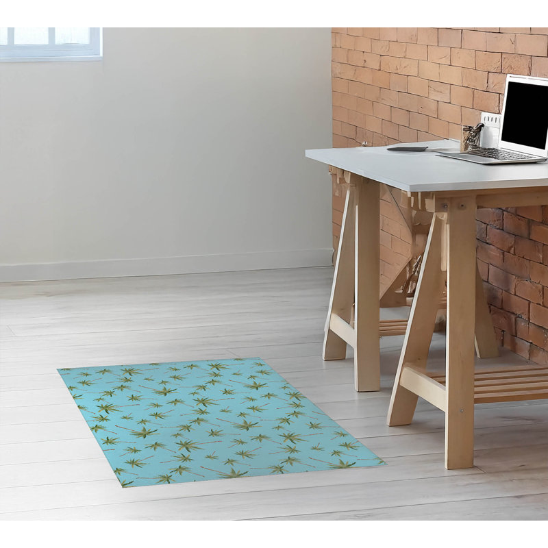 Tapis de bureau léger Summer Palms, L 60 po x P 84 po, Turquoise
