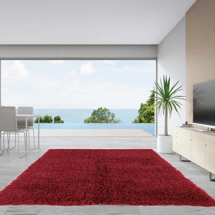 Alamin Handmade Hand Loomed Wool Red Rug