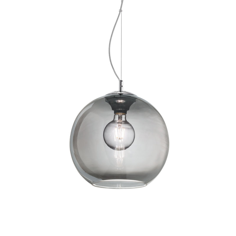 1 - Light Glass Single Pendant, Smoked, 241cm H x 30cm W x 30cm D