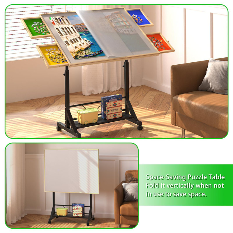 Wooden 1500 Piece Puzzle Table with Drawer