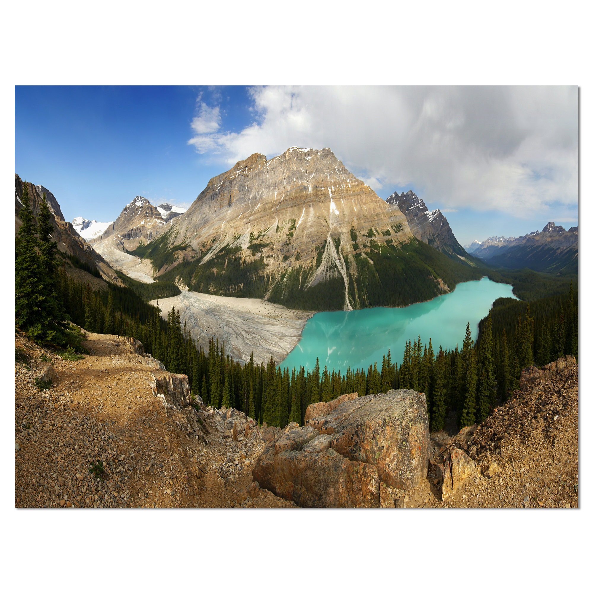 Design Art Peyto Lake Glacial Panorama - Wrapped Canvas Photograph ...