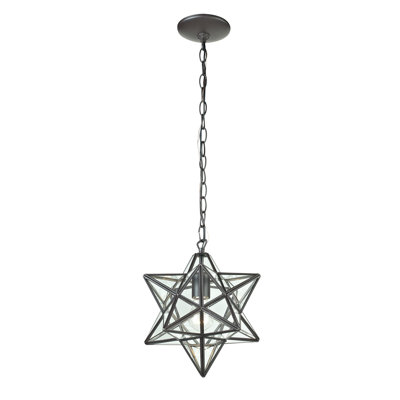 Mini-luminaire suspendu 1 lumière Moravian Star 9 po - Bronze huilé