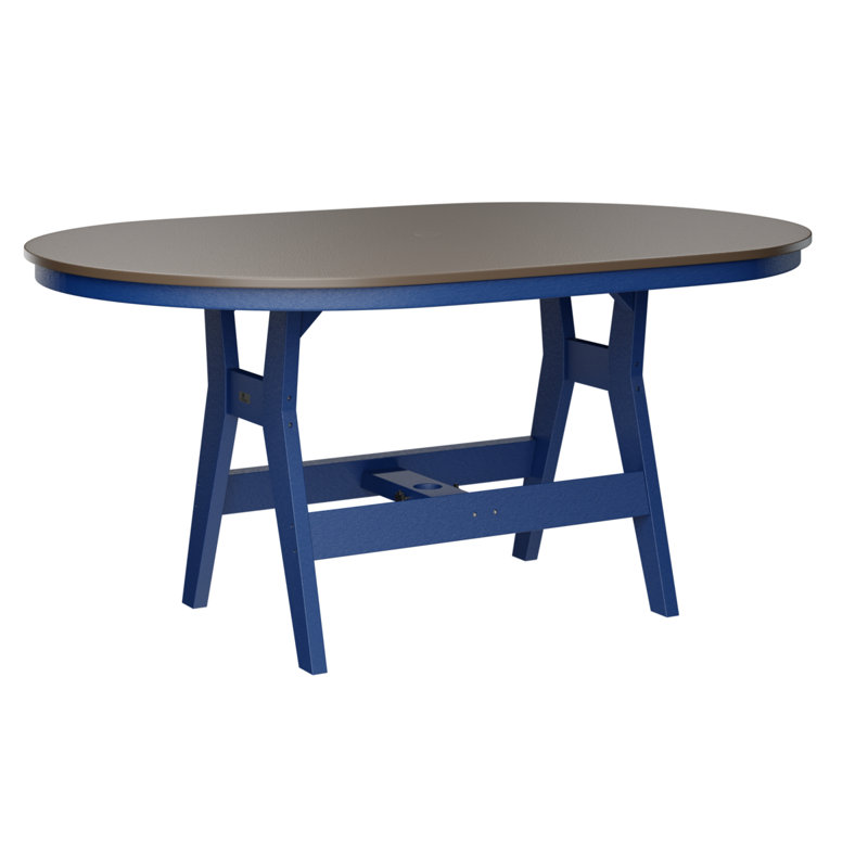 Table de salle à manger de Berlin, Bronze martelé, Bleu pacifique