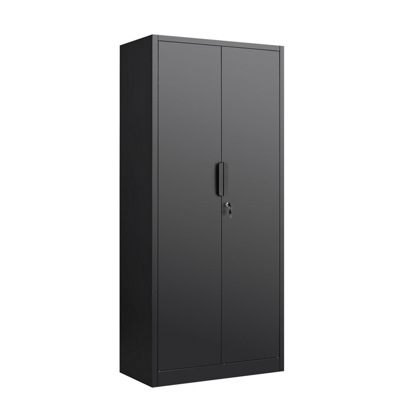 Storage Cabinet, 2-Door File Cabinet With Lock, 4 Adjustable Shelves For Office, Home, Black