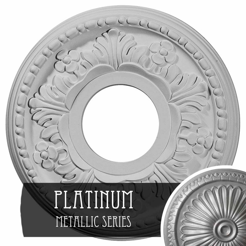 Médaillon de plafond Endurathane Helene, DE 11 7/8 po x P 3 5/8 po x P 7/8 po (convient aux auvents jusqu'à 5 1/4 po), finition platine peinte à la main