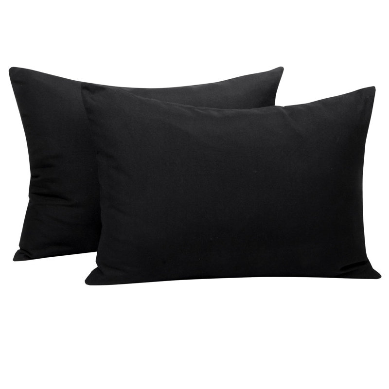 Two piece set of brushed ultra fine fiber zipper pillowcase, Black
