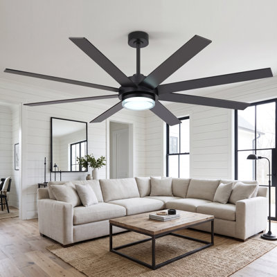 72" Smart 8-Blade Ceiling Fan with Light and Remote & App Control, Dimmable 3CCT LED Light, 6-Speed
