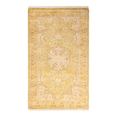 Tapis jaune / beige unique 3 pi 2 po x 5 pi 3 po Mogul