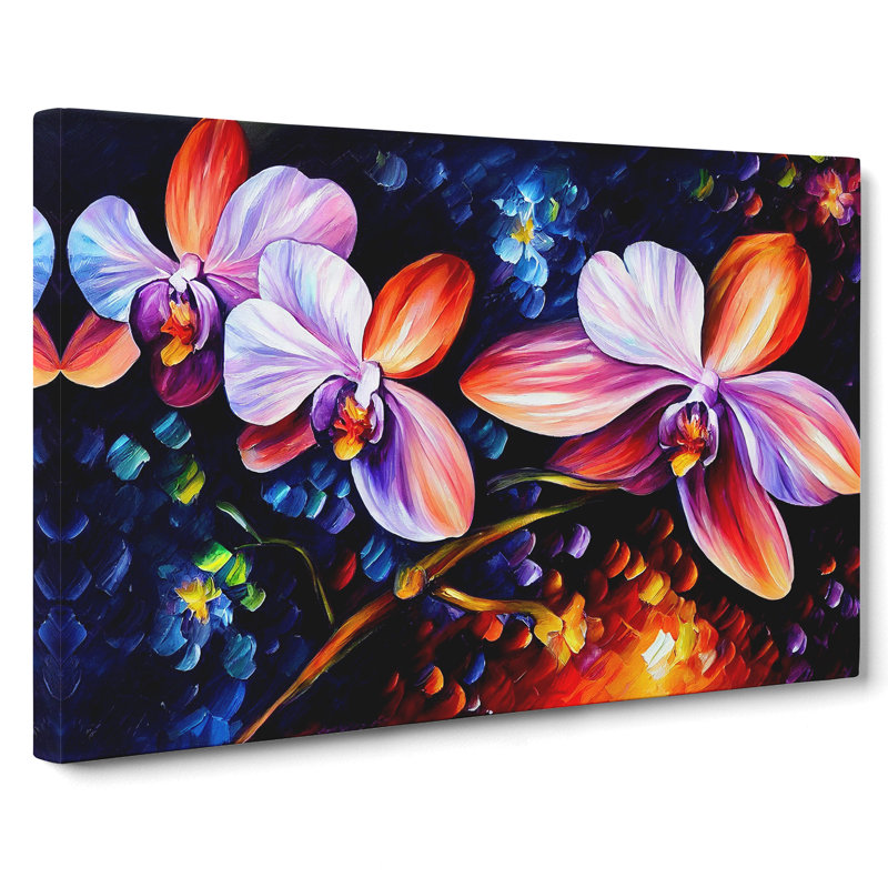 Orchid Flower Painting Vol.2 Abstract - Wrapped Canvas, 35cm H x 50cm W x 3cm D