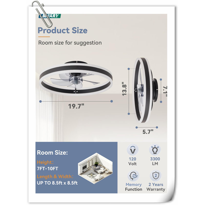 Ventilateur de plafond Myhrren, Noir