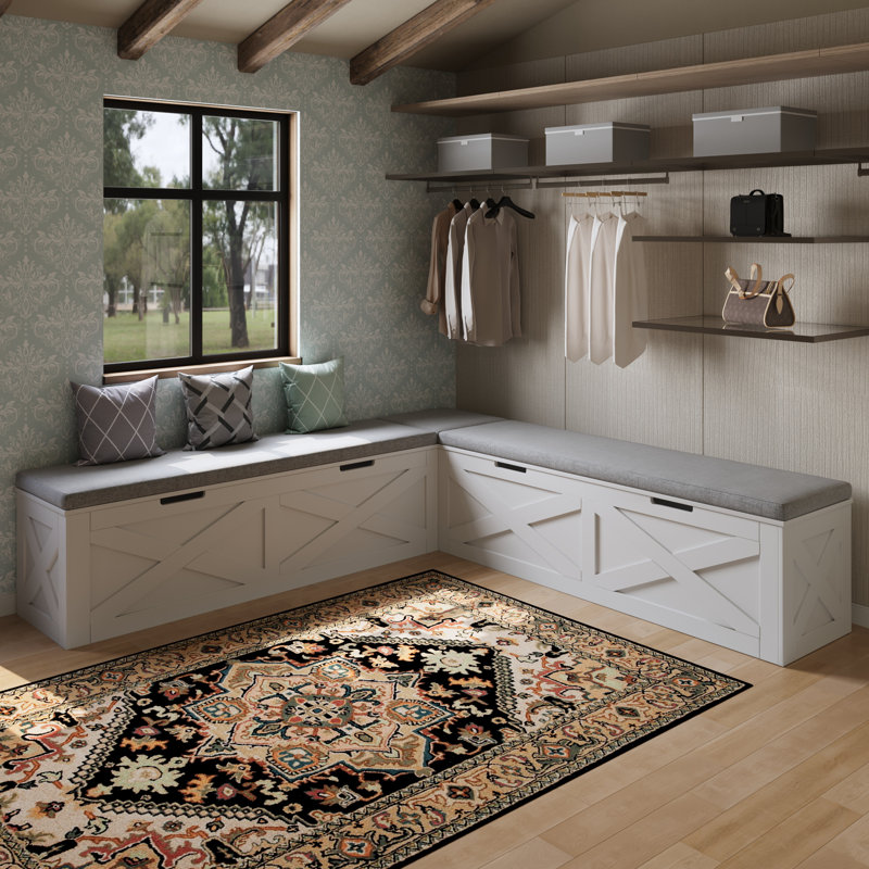 L-shape Storage Bench With Cushion