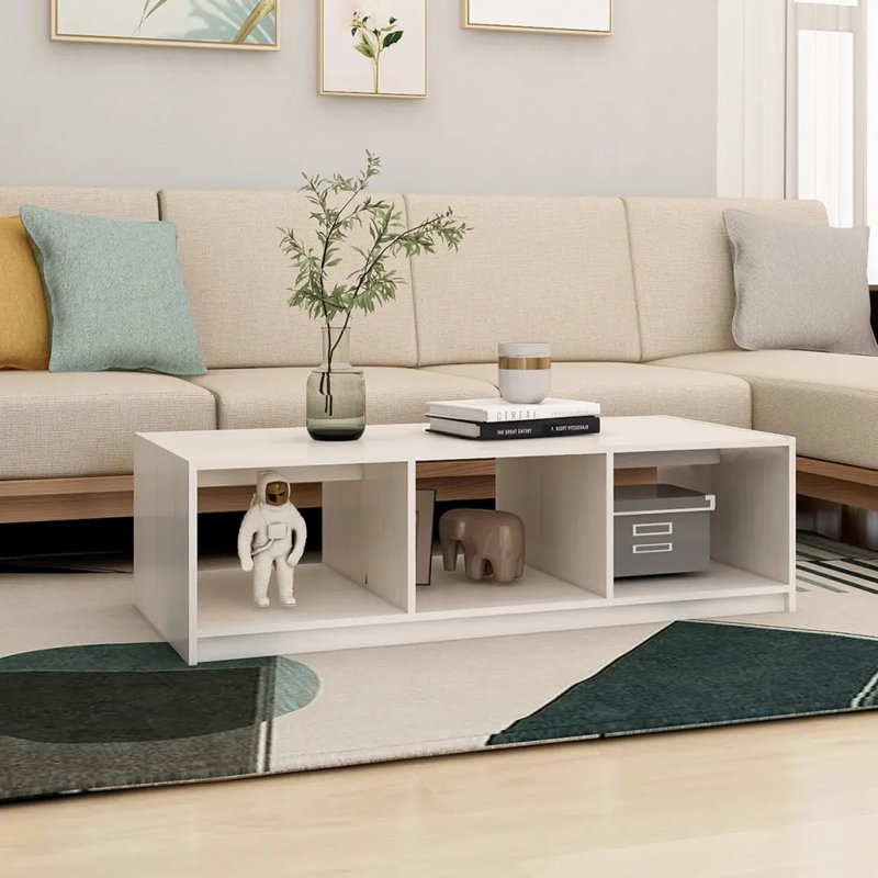 Gerno Solid Coffee Table with Storage, White