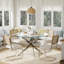 Ensemble de table de salle à manger à piédestal 5 pièces avec chaises rembourrées en rotin-901934257-901934256