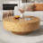 Handcrafted Burl Wood Round Coffee Table with Strudy Pedestal, Mid-Century Modern Solid Wood Coffee Table for Living Room-564966794-561136759