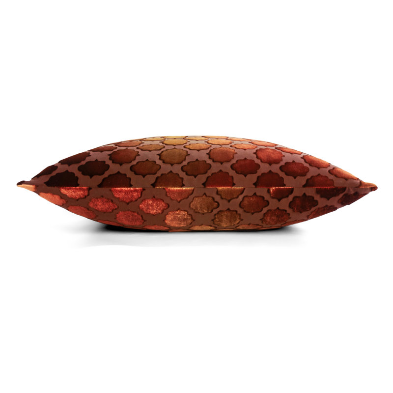 Mod Fretwork Square Velvet Pillow Cover & Insert, Paprika, 18" x 18"