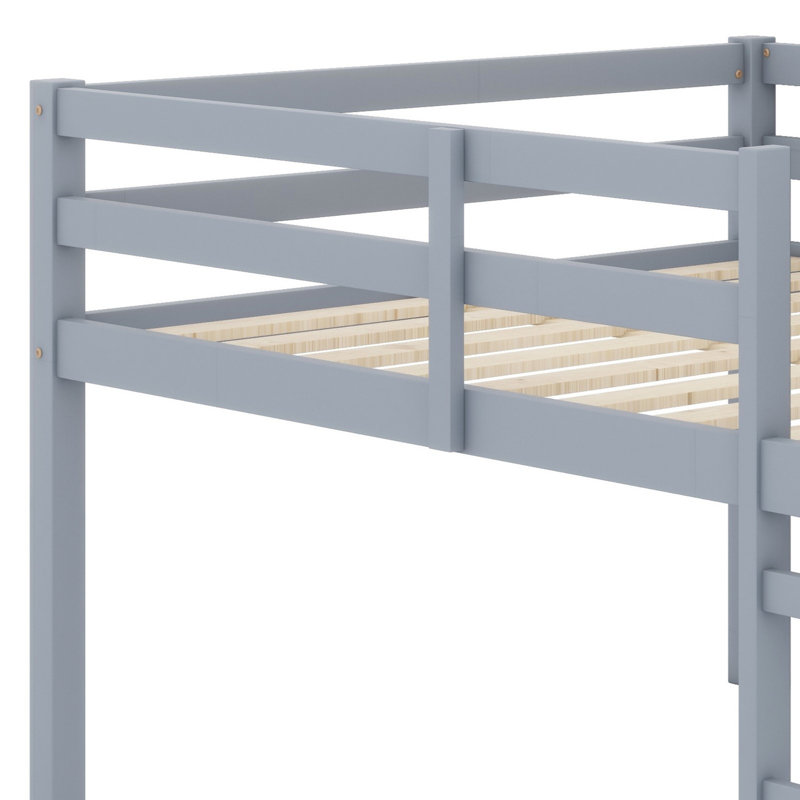 Lit mezzanine en bois avec échelle, Gris