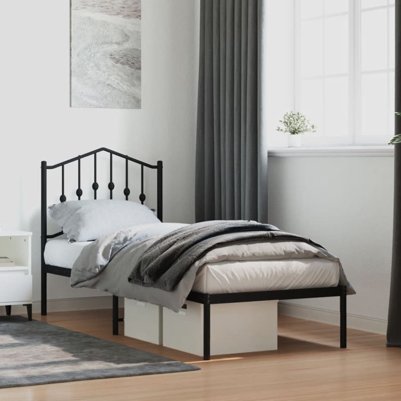 Affton Metal Bed, Black, Small Single (2'6)