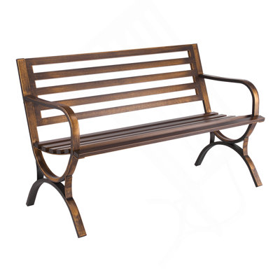 Banc d'extérieur Banc de patio 50 pouces Dossier à lattes en métal pour porche