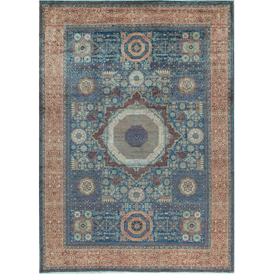Hand-Knotted High-Quality Blue and Brown Area Rug