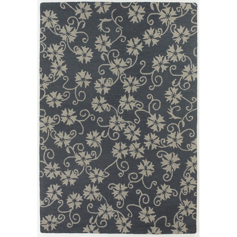 Tapis bleu-gris et ivoire en laine touffeté à la main Medford, Bleu / ivoire / gris, Rectangle 5 pi x 7 pi 6 po