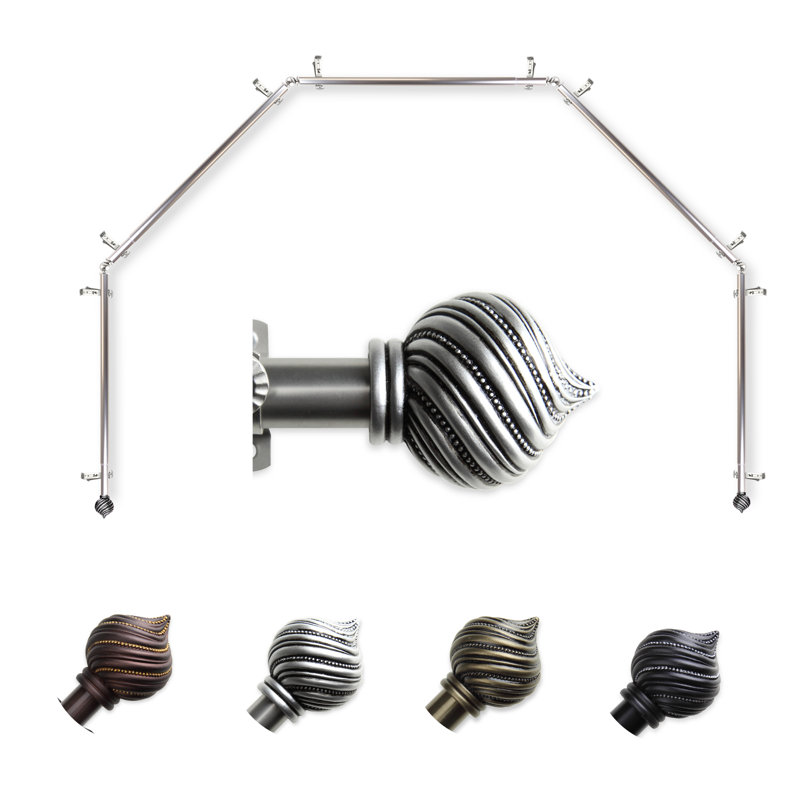 Tringle à rideaux simple à baie vitrée ajustable Amiya 28 "à 48" 0,81 ", Nickel satiné, 18 po - 28 po (chaque côté)