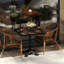 Table carrée en marbre fritté d'aspect marbre - base en fonte robuste pour bistro, café, bar et maison-1114089307