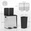  2 x 20L Dual Rubbish Bin Pedal Bin for Recycling and Waste, Gold Tone-113050691