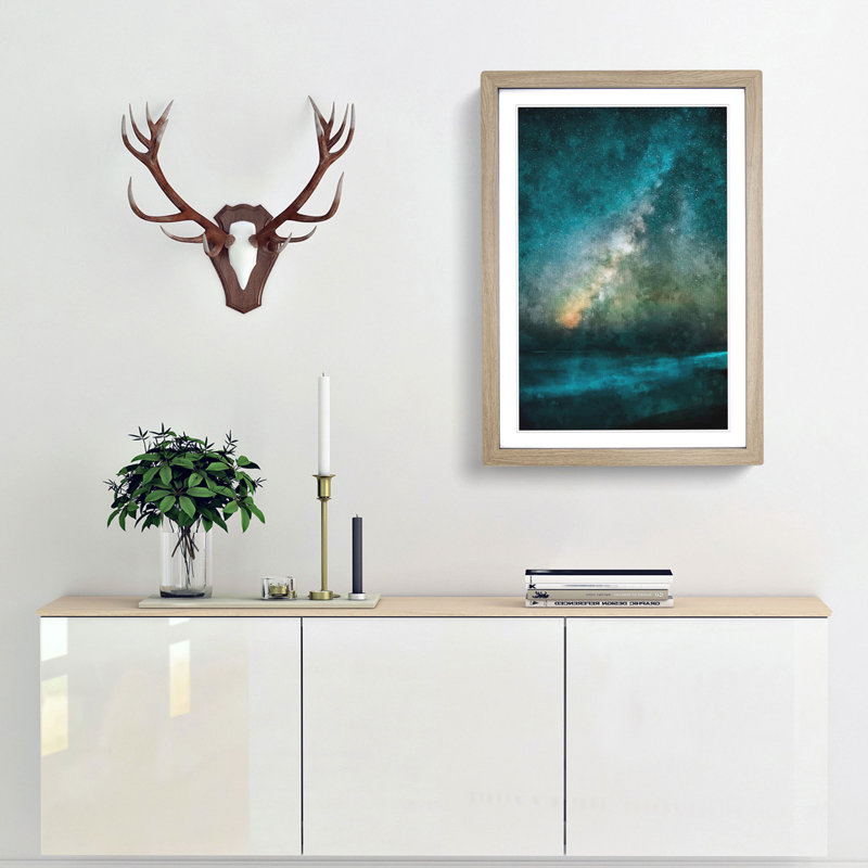 Stars Above Hawaii Painting - Framed Print, 87cm H x 62cm W x 2cm D, Oak Framed