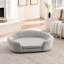 Surdimensionné, lit pour animal de compagnie, beige, chien semi-fermé, tissu, épais, antidérapant, ovales canines, pattes courtes, chiens
