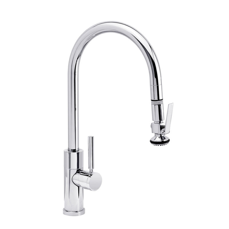 Modern Plp Pulldown Faucet - Lever Sprayer - Angled Spout, Chrome