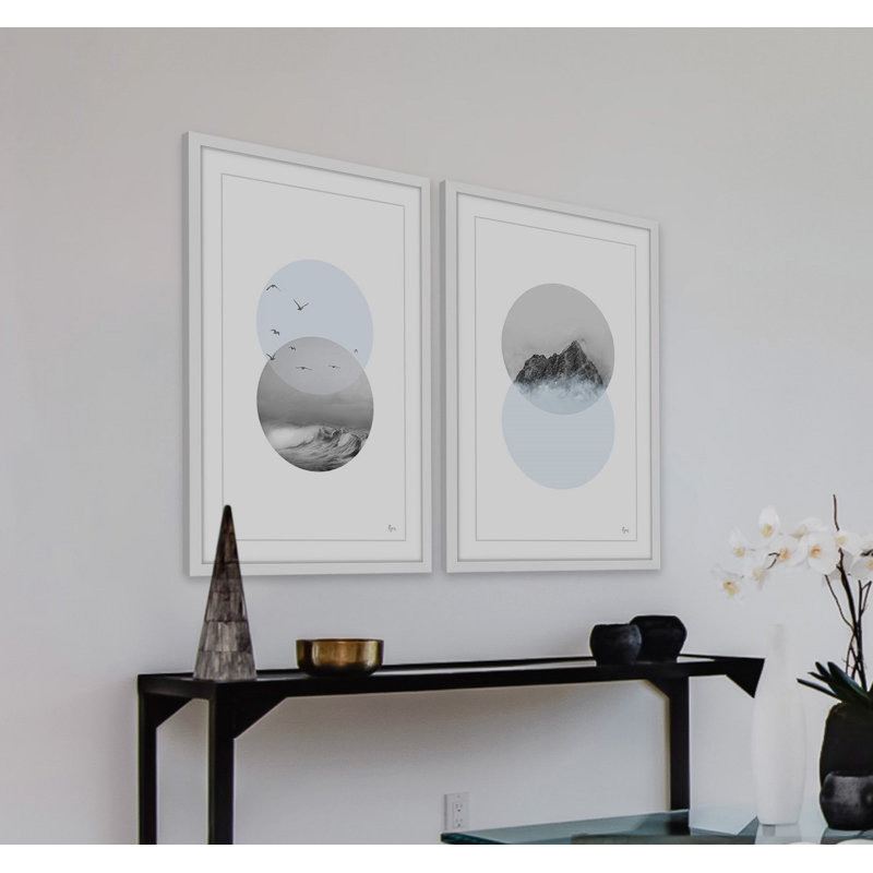 «Interchangeable Diptych» par Eyre Tarney - ensemble de 2 reproductions d'art sur papier encadré, H 18 po x l 12 po
