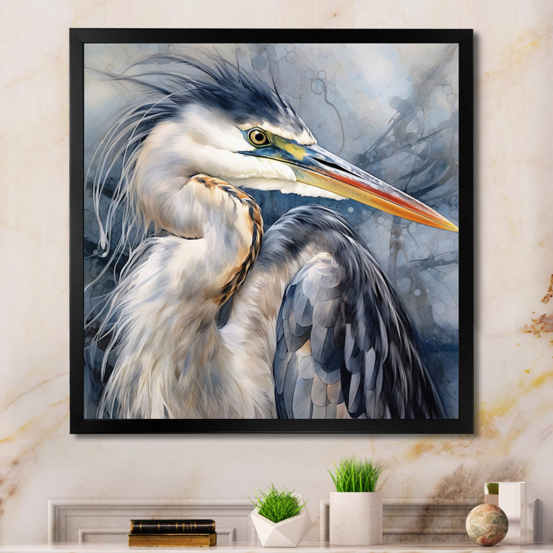 Heron Waterbird II - Heron, impressions encadrées, Noir, H 24 po x l 24 po, Cadre photo unique