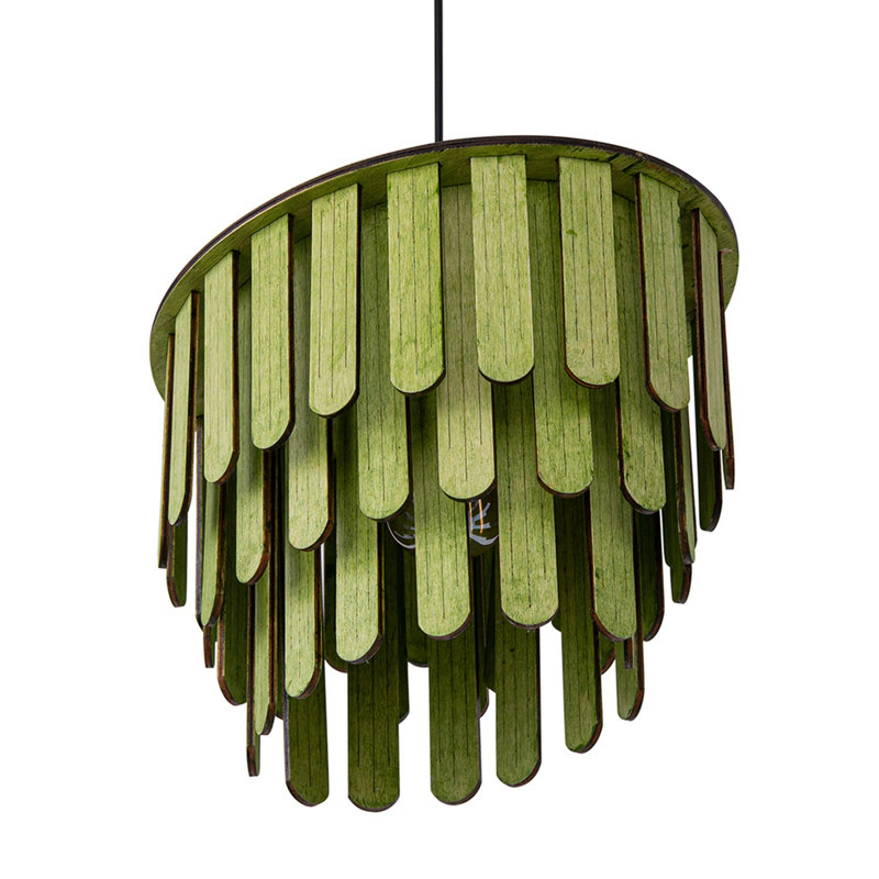 Luminaire suspendu unique à niveaux à 1 lumière Bendik, Vert clair, Noir
