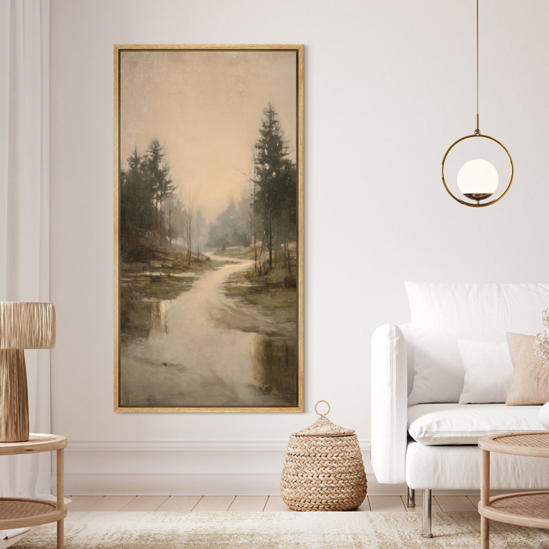 Art mural rétro sur toile, impression de paysage naturel pour décoration murale rustique, H 60 po x l 30 po, Naturel
