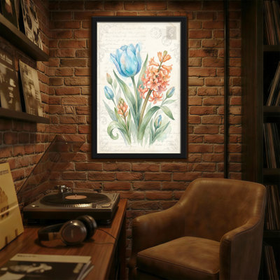 Plantes et fleurs, tulipe bleue et jacinthe orange
